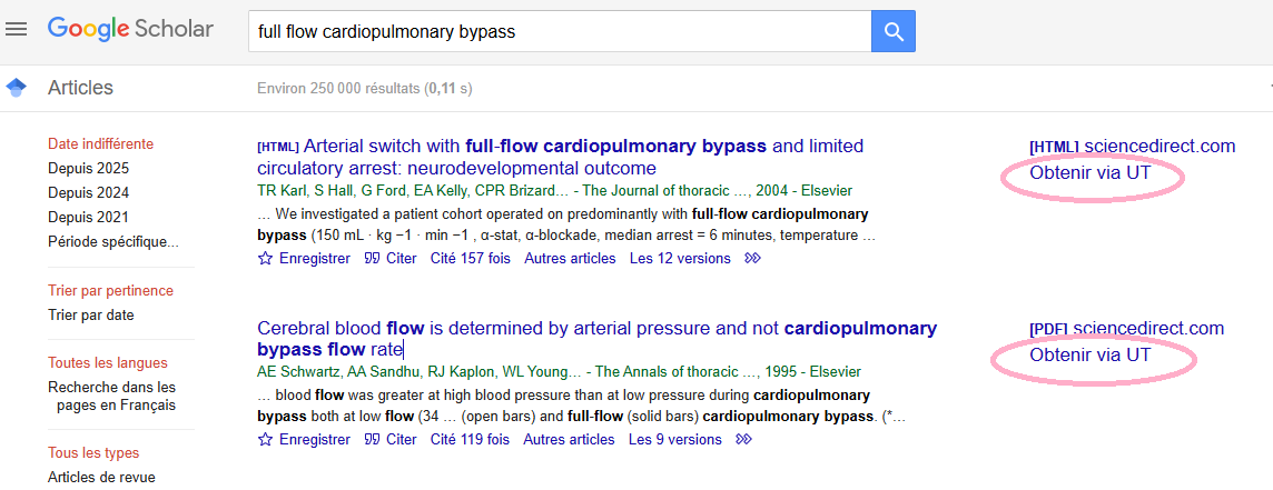 Google Scholar - Obtenir via UT